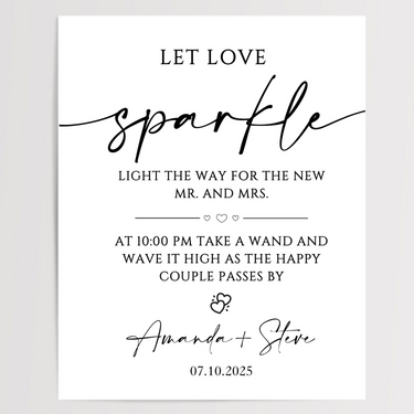 Let Love Sparkle Printed Wedding Signs